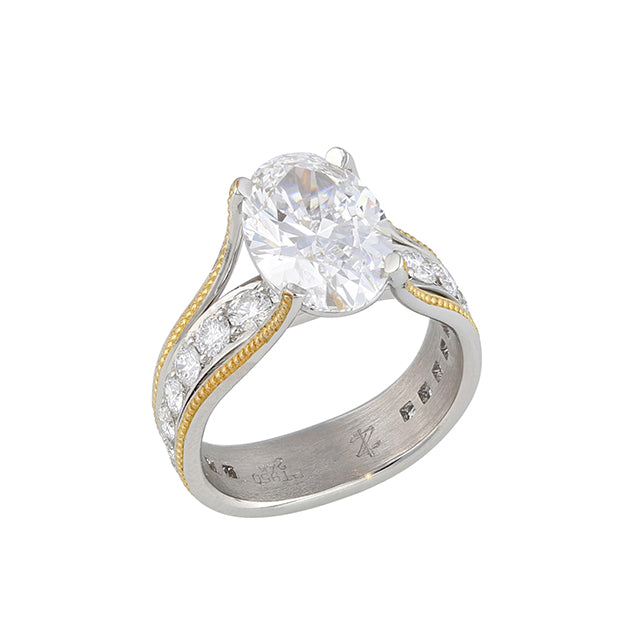 14k Yellow Gold And Platinum Custom Diamond Engagement Ring #100822 -  Seattle Bellevue | Joseph Jewelry